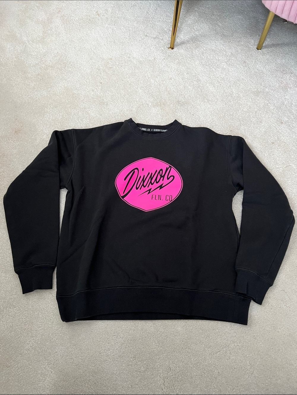 DIXXON Black Crewneck Sweatshirt with Pink Logo size Small